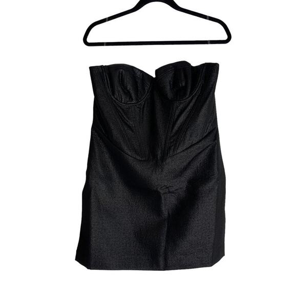 House of CB Corset Satin Black Strapless Corset Mini Dress Black Size L NWT - Picture 6 of 10